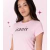 Paris Hilton Women’s Fashion T-Shirt Embellished Graphics Short Sleeve Crew Neck Tops(Light Pink Iconic)
