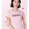 Paris Hilton Women’s Fashion T-Shirt Embellished Graphics Short Sleeve Crew Neck Tops(Light Pink Iconic)