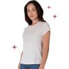 Paris Hilton Women’s Fashion T-Shirt Embellished Graphics Short Sleeve Crew Neck Tops(White Boss Babe)