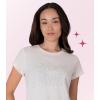 Paris Hilton Women’s Fashion T-Shirt Embellished Graphics Short Sleeve Crew Neck Tops(White Boss Babe)