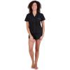 Paris Hilton Women’s Short Sleeve Notch Collar and Drawstring Shorts Pajama Set(Black Paris)