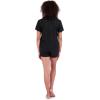 Paris Hilton Women’s Short Sleeve Notch Collar and Drawstring Shorts Pajama Set(Black Paris)