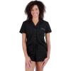 Paris Hilton Women’s Short Sleeve Notch Collar and Drawstring Shorts Pajama Set(Black Paris)