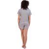 Paris Hilton Women’s Short Sleeve Notch Collar and Drawstring Shorts Pajama Set(Grey Paris)