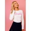 Paris Hilton Women’s Soft Knit Crew Neck Sweater Long Sleeves Cozy(Cream)