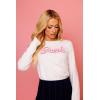 Paris Hilton Women’s Soft Knit Crew Neck Sweater Long Sleeves Cozy(Cream)