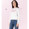 Paris Hilton Women’s Soft Knit Crew Neck Sweater Long Sleeves Cozy(Cream)