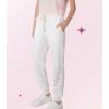 Paris Hilton Women’s Sporty Embellished Drawstring Jogger Sweatpants(Cream)
