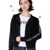 Paris Hilton Women’s Sporty Embellished Sweatshirt Hoodie(Black)