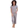 Paris Hilton Women’s Top and Pants Comfy 2 piece Pajama Sets(Light Grey Iconic)