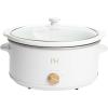Paris Hilton 6-Quart Manual Slow Cooker, Features Three Settings (Low, High, Warm), Naturally Nonstick and Dishwasher Safe Stoneware Insert, Family Sized Capacity, White(White)