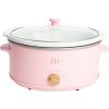 Paris Hilton 6-Quart Manual Slow Cooker, Features Three Settings (Low, High, Warm), Naturally Nonstick and Dishwasher Safe Stoneware Insert, Family Sized Capacity, White(Pink)