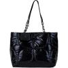 Paris Hilton Casson Puffy Quilted Oversized Tote Purse with Chain Strap and Removable Keychain Headphones Holder Shiny Black