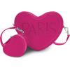 Paris Hilton Heart Luv Double Heart Crossbody Purse, Small Zipper Bag(Peacock Pink)