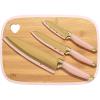 Paris Hilton Reversible Bamboo Cutting Board and Cutlery Set with Matching High Carbon Stainless Steel Knives, Blade Guards, Sleek Yet Comfortable Handle Grips, 7-Piece Set Gold, Pink