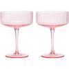 Paris Hilton Ribbed Wine Glass Set, Elegant Fluted Glassware, Perfect for Red Wine or White Wine, Set of 2, 18-Ounce, Pink(Coupe Glass)