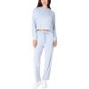 Paris Hilton Tracksuit Women’s Lounge Set Sweatsuit Embellished Velour Pullover Top and Pants Matching Set 2 Pieces(Baby Blue)