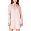 Paris Hilton Velour Hoodie Shirttail Hem Rhinestone Graphic Nightshirt, Rose PARIS, M