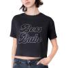 Paris Hilton Women’s Fashion T-Shirt Embellished Graphics Short Sleeve Crew Neck Tops(Black Boss Babe)