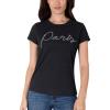 Paris Hilton Women’s Fashion T-Shirt Embellished Graphics Short Sleeve Crew Neck Tops(Black Paris)