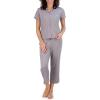 Paris Hilton Women’s Top and Pants Comfy 2 piece Pajama Sets(Light Grey Iconic)