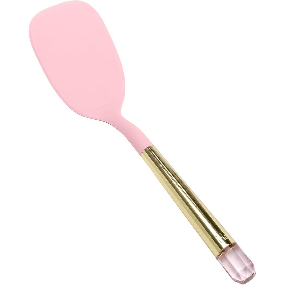 imageParis Hilton Slotted Turner with Pink Jewel Shaped Handle HeatResistant up to 400F Dishwasher Safe Kitchen Tools and Utensil Pink and GoldSolid Turner