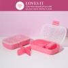 Paris Hilton 2-Pack Bento Style Snack Boxes, 7-Compartment Lunch Containers with Built-In Phone Stand, Removable Dividers and Dip Containers, Pink Bow Print(Pink Heart Print)