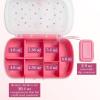 Paris Hilton 2-Pack Bento Style Snack Boxes, 7-Compartment Lunch Containers with Built-In Phone Stand, Removable Dividers and Dip Containers, Pink Bow Print(Pink Heart Print)