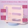 Paris Hilton 4-Slot Storage Bag Organizer, Multipurpose Kitchen Drawer and Wall-Mounted Organizer for Gallon, Quart, Sandwich and Snack Bags, Pink