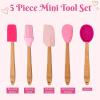Paris Hilton 5-Piece Mini Silicone Spatula Set, Heat Resistant Kitchen Utensils, Pink
