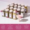 Paris Hilton Glass Spice Jar Storage Set, 4-Ounce Empty Spice Jars with Labels, Shaker Caps and Metal Lids, Collapsible Funnel Included, 20-Piece, Pink(Standard)