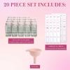 Paris Hilton Glass Spice Jar Storage Set, 4-Ounce Empty Spice Jars with Labels, Shaker Caps and Metal Lids, Collapsible Funnel Included, 20-Piece, Pink(Standard)