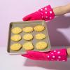 Paris Hilton Oven Mitt Set with Heart Design, Heat Resistant Pot Holders Featuring Non-Slip Textured Silicone Grips, 2-Piece Set, Pink(Hearts)