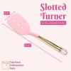 Paris Hilton Slotted Turner with Pink Jewel Shaped Handle, Heat-Resistant up to 400°F, Dishwasher Safe Kitchen Tools and Utensil, Pink and Gold(Slotted Turner)