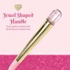Paris Hilton Slotted Turner with Pink Jewel Shaped Handle, Heat-Resistant up to 400°F, Dishwasher Safe Kitchen Tools and Utensil, Pink and Gold(Solid Spoon)
