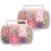 Paris Hilton 2-Pack Bento Style Snack Boxes, 7-Compartment Lunch Containers with Built-In Phone Stand, Removable Dividers and Dip Containers, Pink Bow Print(Pink Bow Print)
