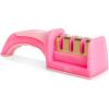 Paris Hilton 3-Stage Knife Sharpener, Professional Kitchen Knife Sharpener with Ergonomic Handle, Non-Slip Base, and Coarse, Medium, Fine Sharpening Stages, Pink
