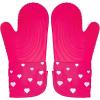 Paris Hilton Oven Mitt Set with Heart Design, Heat Resistant Pot Holders Featuring Non-Slip Textured Silicone Grips, 2-Piece Set, Pink(Hearts)