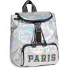 Paris Hilton Paxton Small Drawstring Rucksack Fashion Backpack, Black(Iridescent Silver)