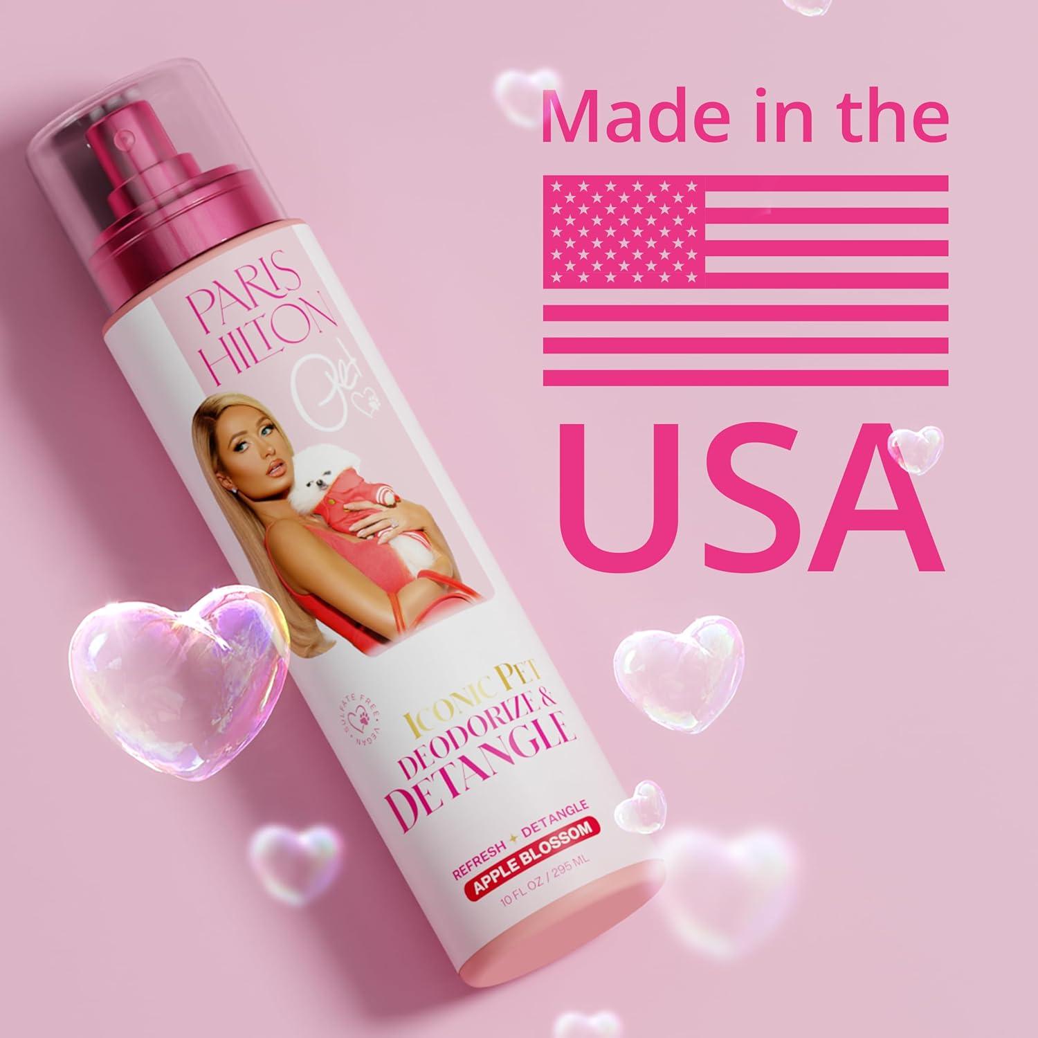 imageParis Hilton Dog Perfume Deodorizer ampamp Detangler Odor Neutralizing with Sweet Floral Apple Blossom Scent SulfateFree Vegan Hypoallergenic for All Pet Breeds 10oz295ml