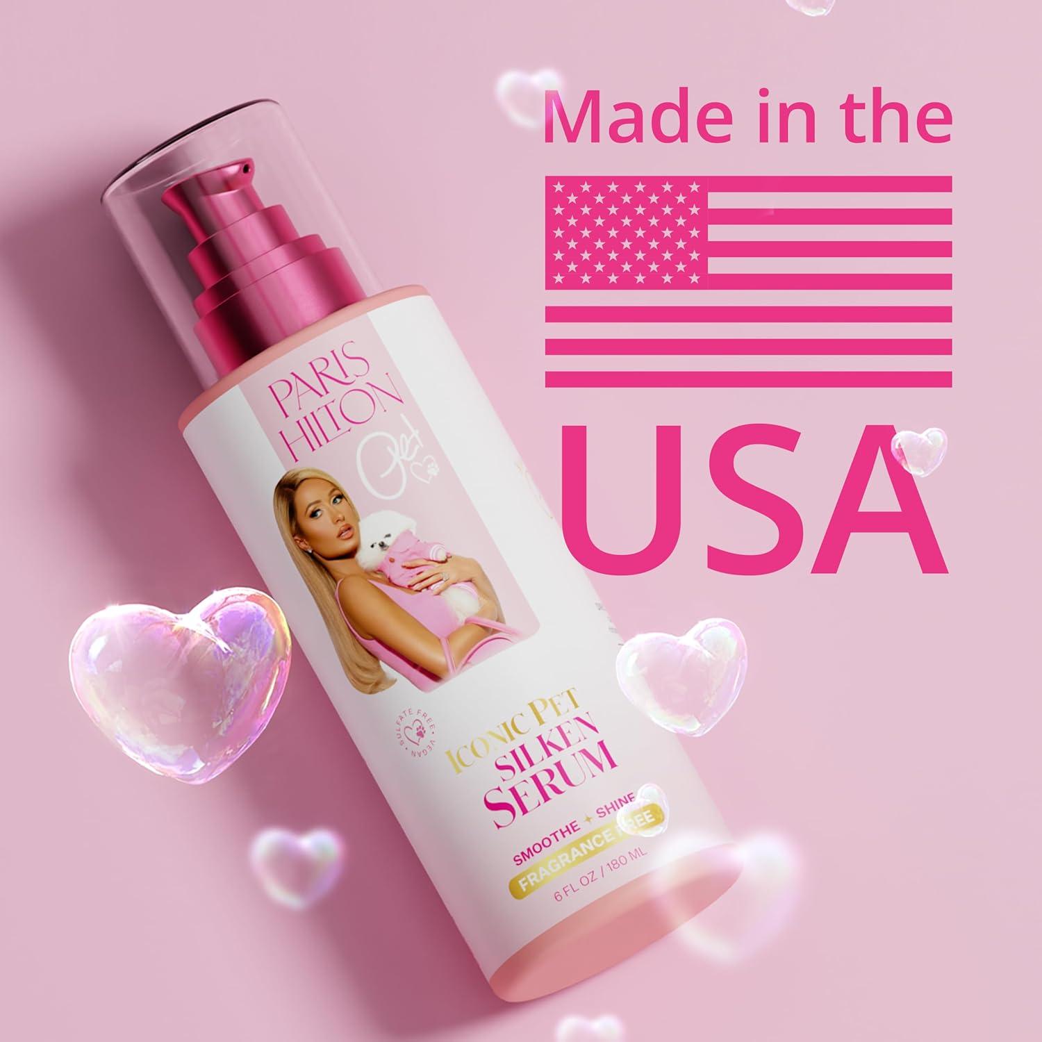 imageParis Hilton SulfateFree Pet Silken Serum 180ml Hypoallergenic ampamp FragranceFree Dog Coat Serum for Sleek Shine Frizz Control All Breeds