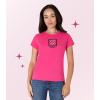Paris Hilton Women’s Fashion T-Shirt Embellished Graphics Short Sleeve Crew Neck Tops(Hot Pink Ph)