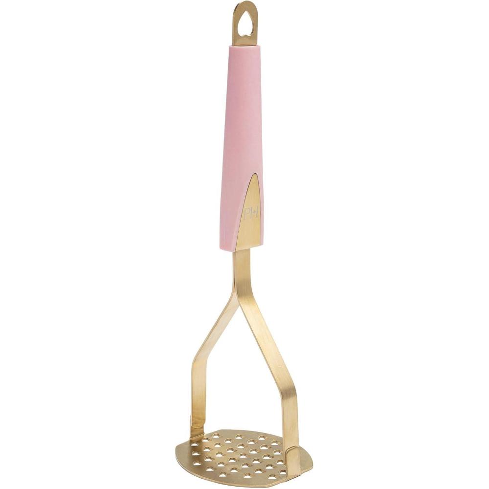 imageParis Hilton Potato Masher HeartShaped Stainless Steel Design NonSlip Handle Dishwasher Safe PinkPink and Gold