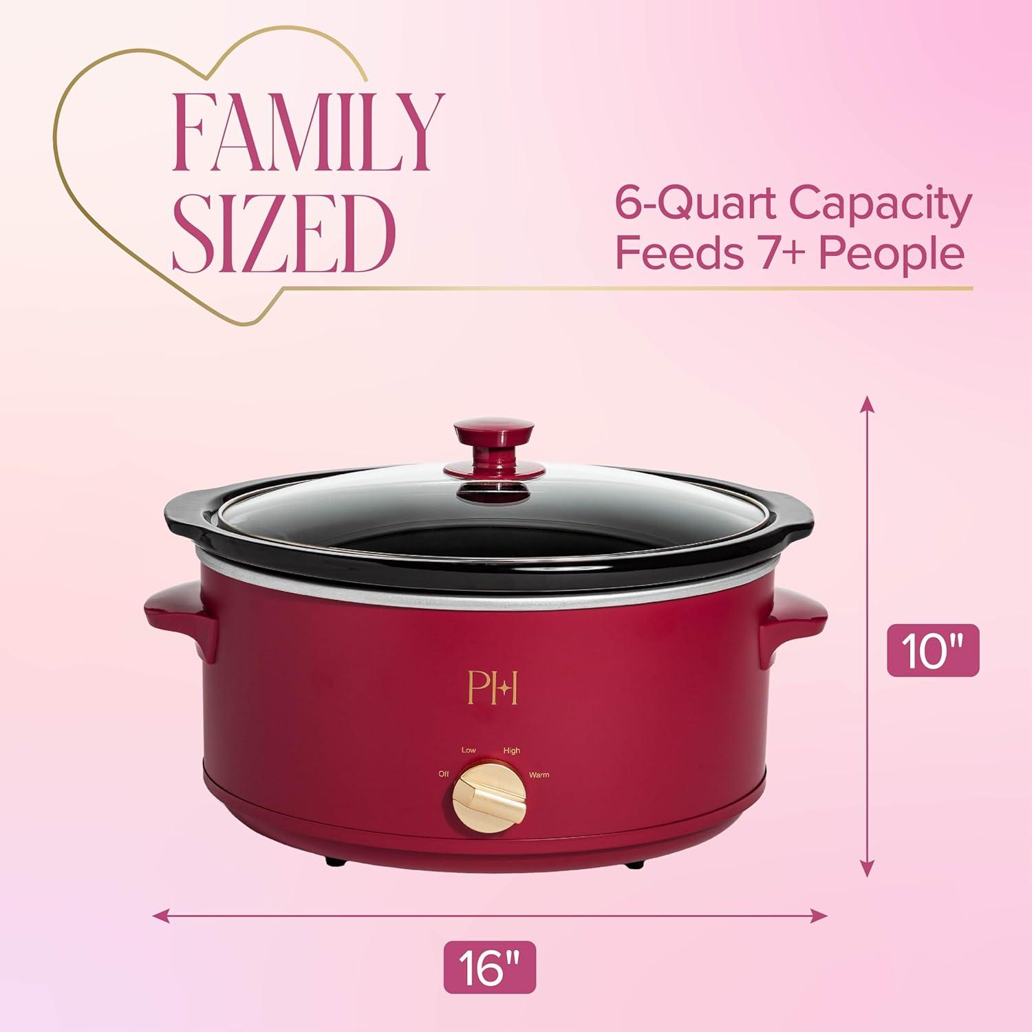 imageParis Hilton 35Quart Manual Slow Cooker Features Three Settings Low High Warm Naturally Nonstick and Dishwasher Safe Stoneware Insert Family Sized Capacity WhiteBerry