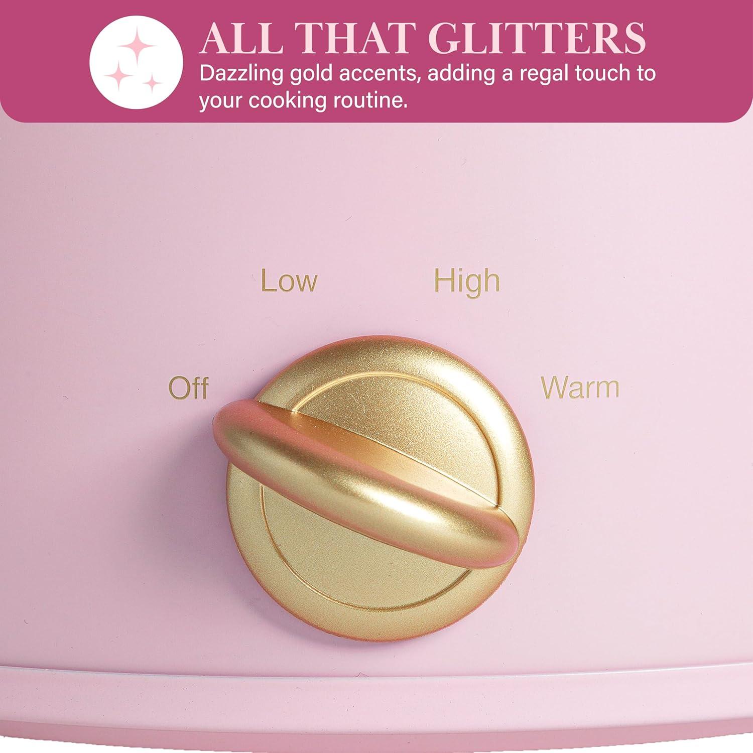 imageParis Hilton 35Quart Manual Slow Cooker Features Three Settings Low High Warm Naturally Nonstick and Dishwasher Safe Stoneware Insert Family Sized Capacity WhitePink