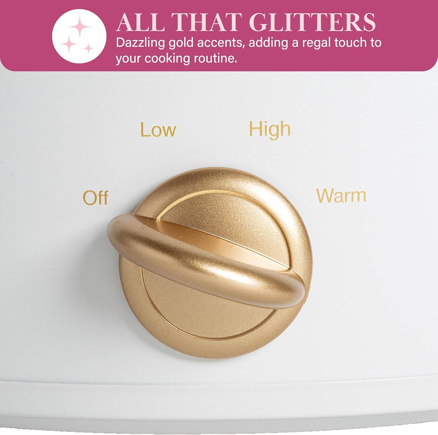 imageParis Hilton 35Quart Manual Slow Cooker Features Three Settings Low High Warm Naturally Nonstick and Dishwasher Safe Stoneware Insert Family Sized Capacity WhiteWhite