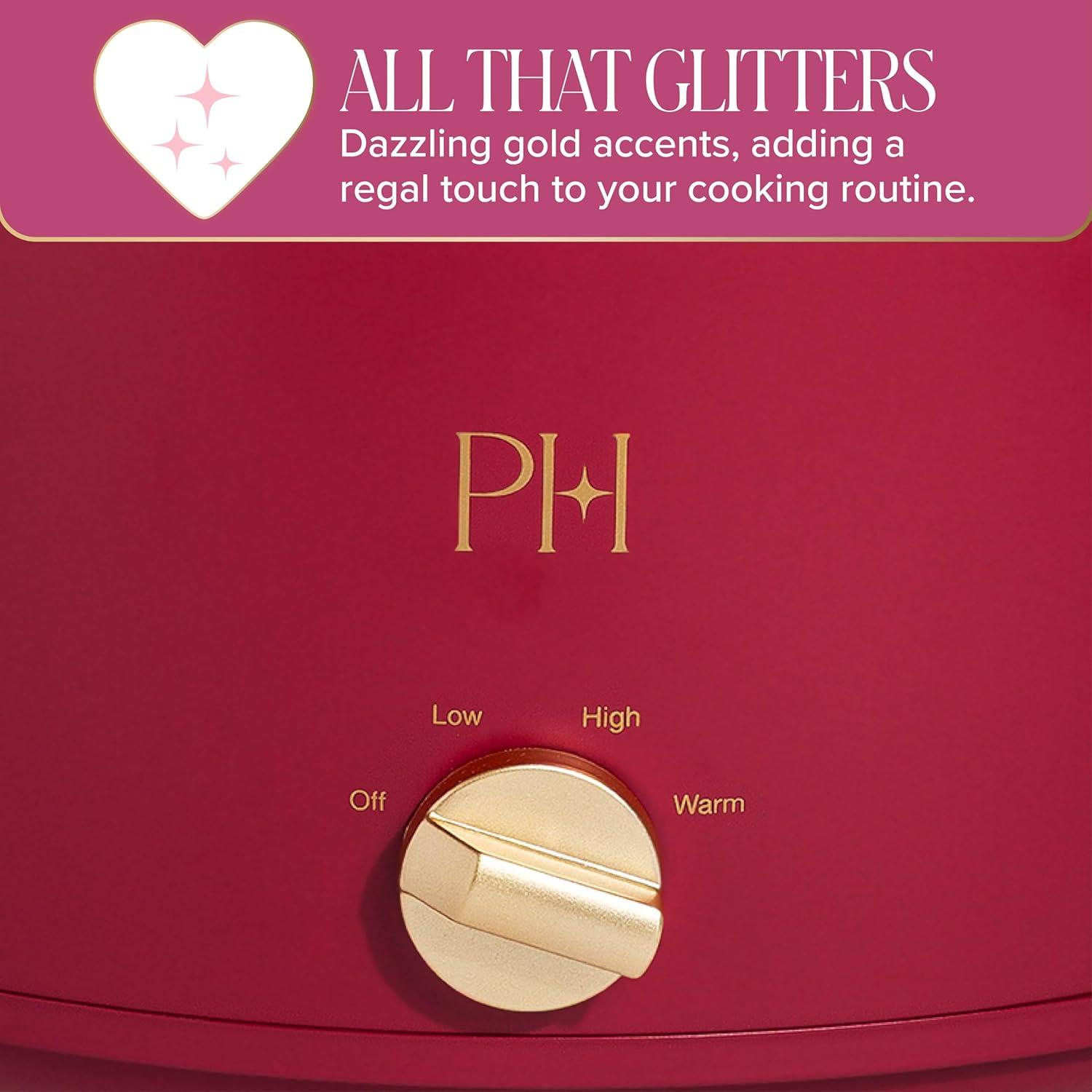 imageParis Hilton 35Quart Manual Slow Cooker Features Three Settings Low High Warm Naturally Nonstick and Dishwasher Safe Stoneware Insert Family Sized Capacity WhiteBerry