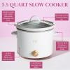 Paris Hilton 3.5-Quart Manual Slow Cooker, Features Three Settings (Low, High, Warm), Naturally Nonstick and Dishwasher Safe Stoneware Insert, Family Sized Capacity, White(White)