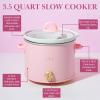 Paris Hilton 3.5-Quart Manual Slow Cooker, Features Three Settings (Low, High, Warm), Naturally Nonstick and Dishwasher Safe Stoneware Insert, Family Sized Capacity, White(Pink)