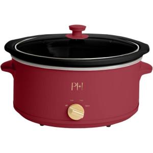 Paris Hilton 3.5-Quart Manual Slow Cooker, Features Three Settings (Low, High, Warm), Naturally Nonstick and Dishwasher Safe Stoneware Insert, Family Sized Capacity, White(Berry)